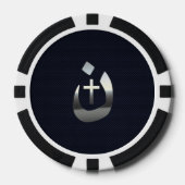 Christian Nazarene Symbol on Navy Blue Poker Chips (Voorkant)