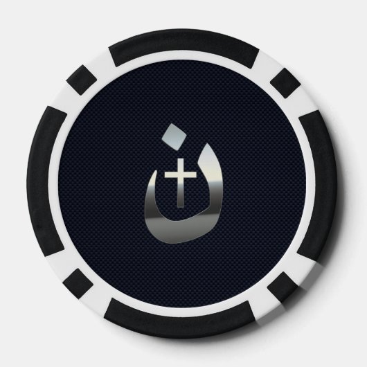 Christian Nazarene Symbol on Navy Blue Poker Chips (Achterkant)