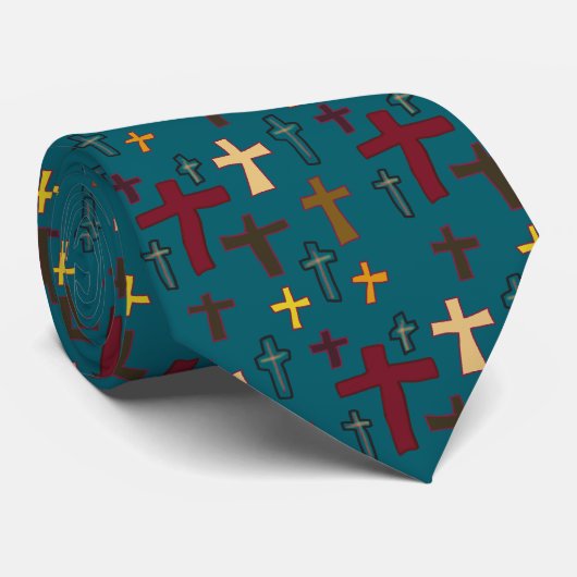 Christian Neck Tie with Crosses Stropdas (Opgerold)