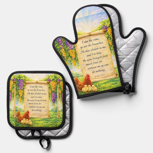 Christian Oven Mitt & Potholder Set (Voorkant / Achterkant)