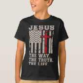 Christian Patriotic Jesus Way Truth Life American  T-shirt (Voorkant)