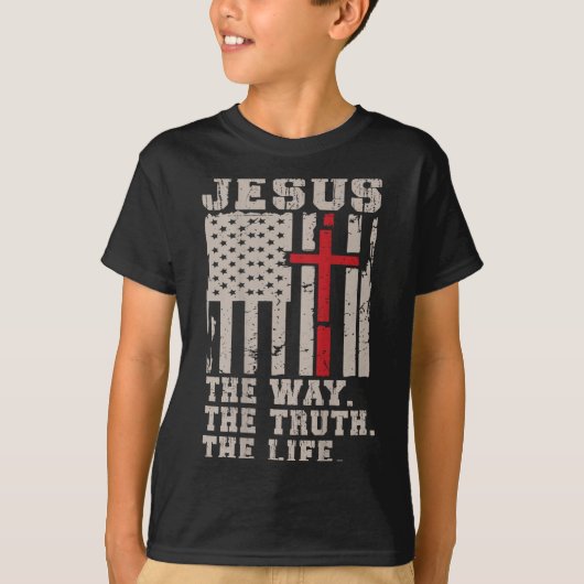 Christian Patriotic Jesus Way Truth Life American  T-shirt (Voorkant)