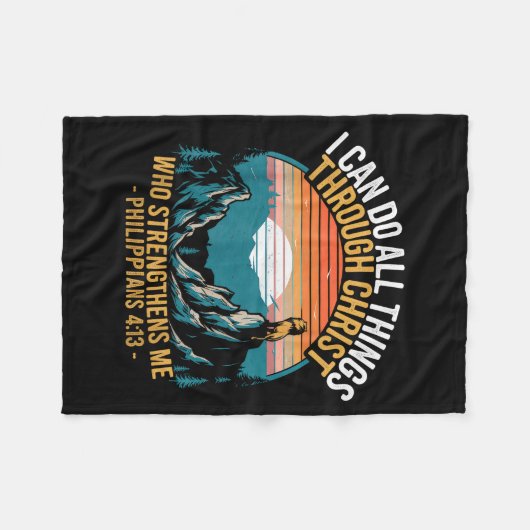 Christian Philippians 4_13 Religious Lion Strength Fleece Deken (Voorkant (Horizontaal))