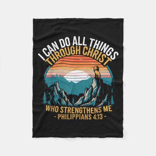 Christian Philippians 4_13 Religious Lion Strength Fleece Deken (Voorkant)