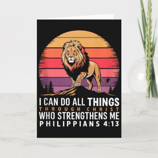 Christian Philippians 4_13 Religious Lion Strength Kaart (Voorkant)