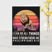 Christian Philippians 4_13 Religious Lion Strength Kaart (Gele Bloem)