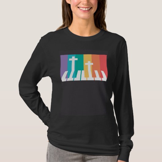 Christian Pianist Piano Player Religious Musician  T-shirt (Voorkant)