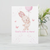 Christian Pink Girl Baby Shower Invitation Kaart (Staand voorkant)