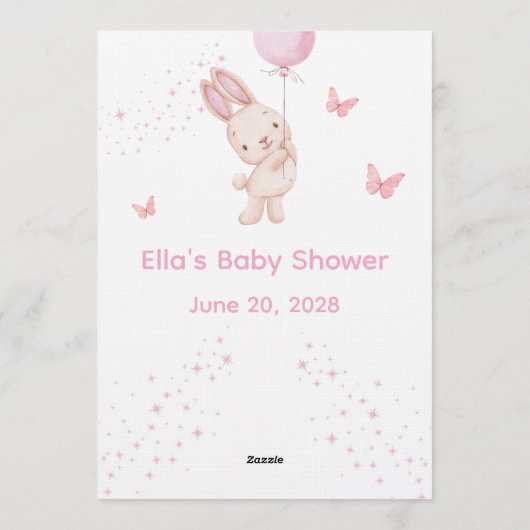 Christian Pink Girl Baby Shower Invitation Kaart (Achterkant)