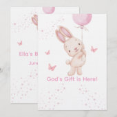 Christian Pink Girl Baby Shower Invitation Kaart (Voorkant / Achterkant)