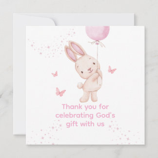 Christian Pink Girl Baby Shower Thank You Card Bedankkaart