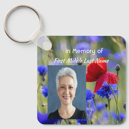 Christian Poppy Cornflower Meadow Memorial Sleutelhanger (Voorkant)