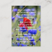 Christian Poppy Cornflower Meadow  Memorial  Visitekaartje (Voorkant)