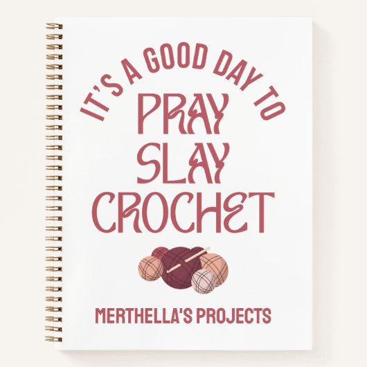Christian PRAY SLAY CROCHET Craft Projects Notitieboek (Voorkant)