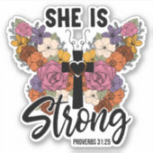 Christian Proverbs 31 Woman Butterfly Flowers Sticker (Voorkant)