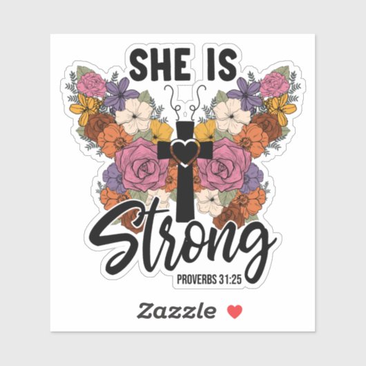 Christian Proverbs 31 Woman Butterfly Flowers Sticker (Vel)