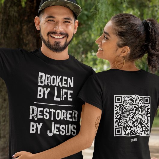 Christian QR Code Broken By Life Restored By Jesus T-shirt