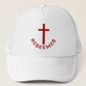 Christian Redeemed Cross and Red Text Design Trucker Pet (Voorkant)