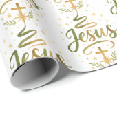Christian Religion Theme Jesus Typography Cross Cadeaupapier (Rol Hoek)