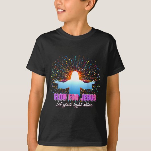 Christian Religious Glow For Jesus Let Your Light  T-shirt (Voorkant)