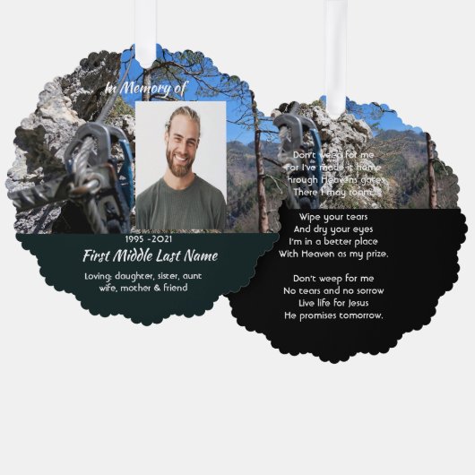 Christian Rock Climbing Memorial Keepsake Ornament Kaart (Voorkant / Achterkant)