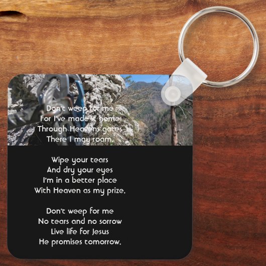 Christian Rock Climbing Memorial Keepsake  Sleutelhanger (Achterkant)