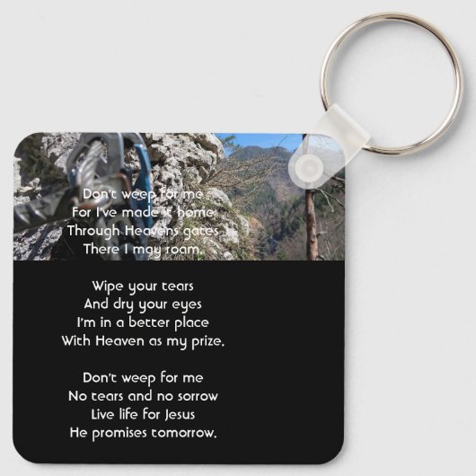 Christian Rock Climbing Memorial Keepsake  Sleutelhanger (Achterkant)