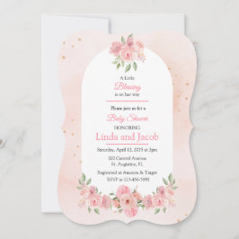 Christian Rose Floral Baby Girl Shower Invitation Kaart