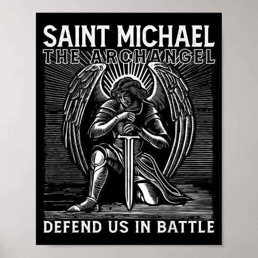 Christian Saint Michael Catholic Saint Defend Us I Poster (Voorkant)