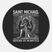 Christian Saint Michael Catholic Saint Defend Us I Ronde Sticker (Voorkant)