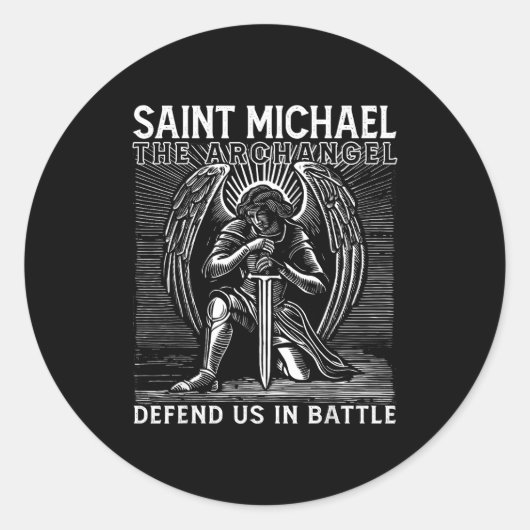 Christian Saint Michael Catholic Saint Defend Us I Ronde Sticker (Voorkant)