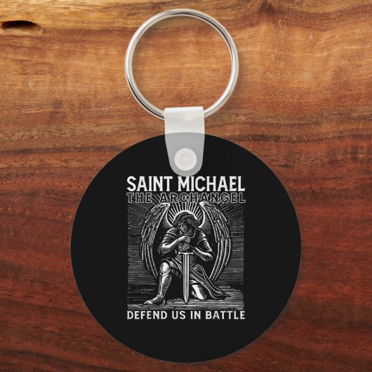 Christian Saint Michael Catholic Saint Defend Us I Sleutelhanger (Voorkant)