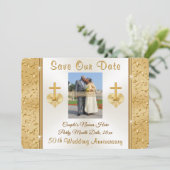 CHRISTIAN SAVE THE DATE 50-jarig huwelijksjubileum Kaart (Staand voorkant)