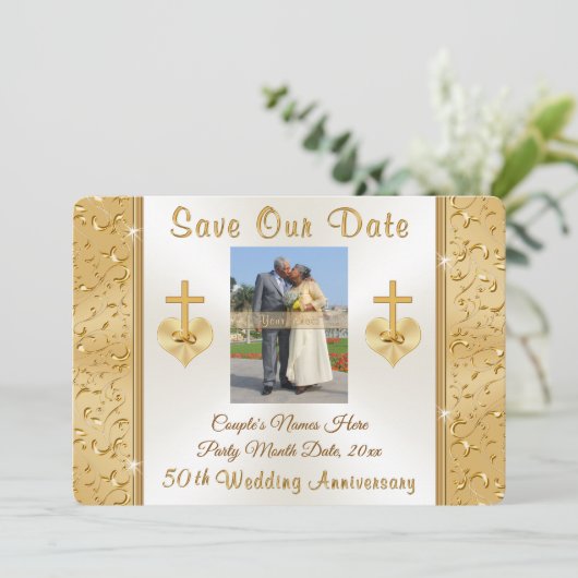 CHRISTIAN SAVE THE DATE 50-jarige trouwdag jubileu Kaart (Staand voorkant)