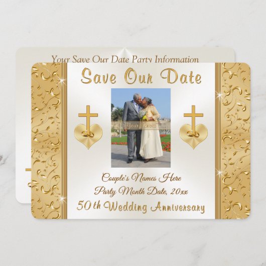 CHRISTIAN SAVE THE DATE 50ste huwelijksverjaardag Kaart (Voorkant / Achterkant)