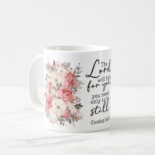 Christian Scripture Floral Mug Koffiemok (Voorkant links)