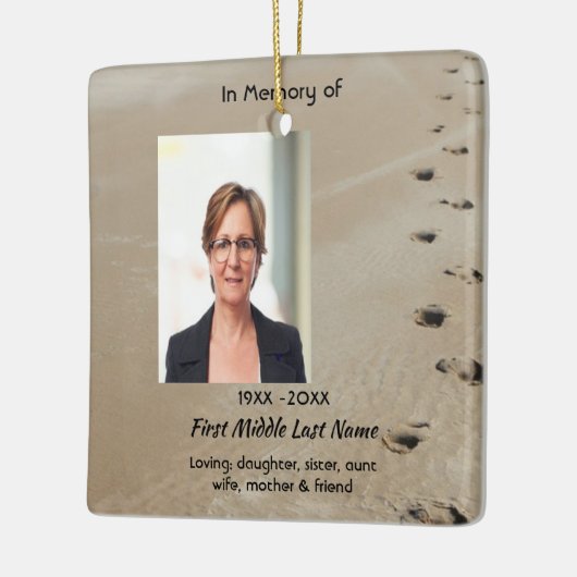 Christian Scripture Keepsake Footprints in Sand Keramisch Ornament (Links)