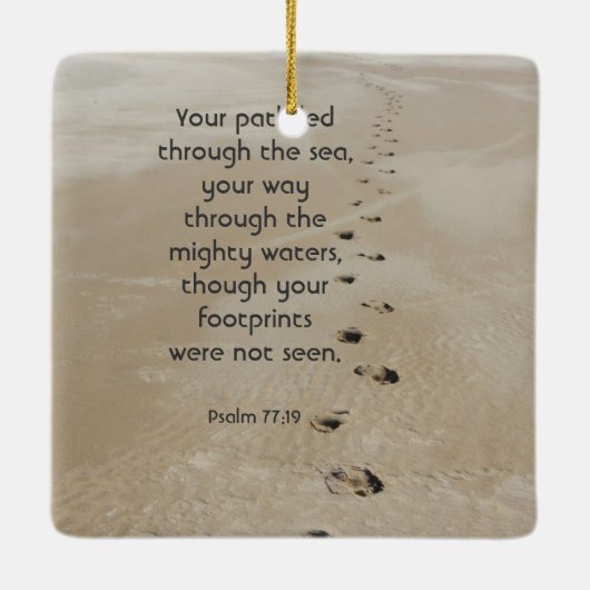 Christian Scripture Keepsake Footprints in Sand Keramisch Ornament (Achterkant)