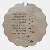 Christian Scripture Keepsake Footprints in Sand Ornament Kaart (Achterkant)