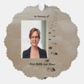 Christian Scripture Keepsake Footprints in Sand Ornament Kaart (Voorkant)