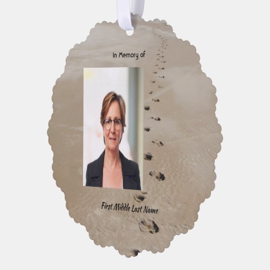 Christian Scripture Keepsake Footprints in Sand Ornament Kaart (Links)