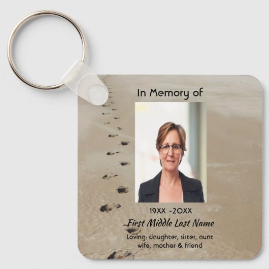 Christian Scripture Keepsake Footprints in Sand Sleutelhanger (Voorkant)