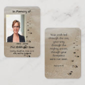 Christian Scripture Keepsake Footprints in Sand Visitekaartje (Voorkant / Achterkant)