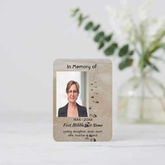 Christian Scripture Keepsake Footprints in Sand Visitekaartje (Staand voorkant)