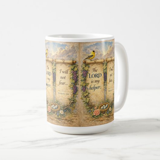 Christian Scripture Mug " The Lord Is My Helper"  Koffiemok (Voorkant rechts)