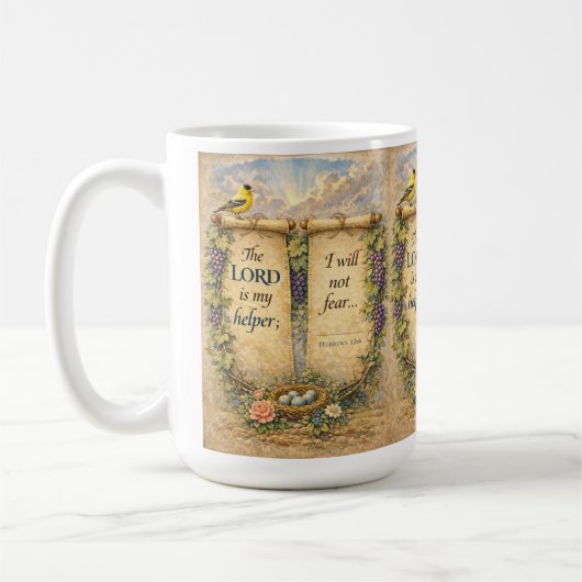 Christian Scripture Mug " The Lord Is My Helper"  Koffiemok (Links)