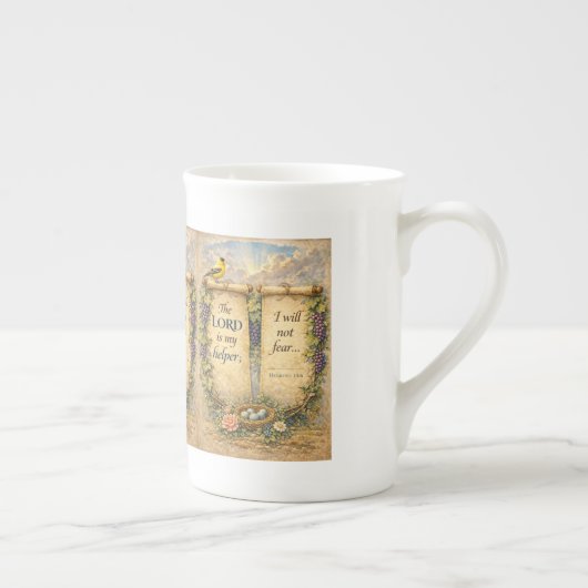 Christian Scripture Mug " The Lord Is My Helper"  Porselein Kop (Rechts)