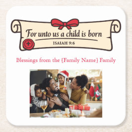 Christian Scroll Isaiah 9 6 Religious Custom Photo Kartonnen Onderzetters