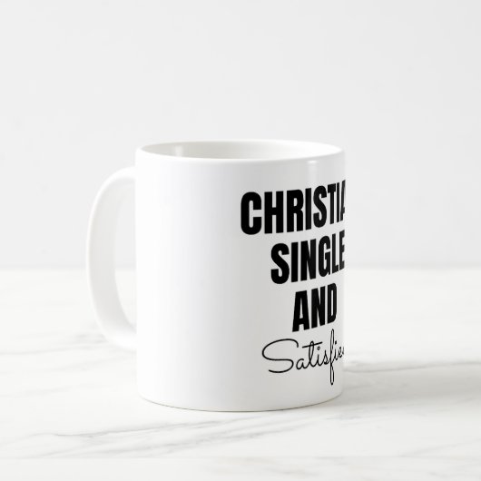 Christian Single and Satisfied Coffee Mug Koffiemok (Voorkant links)