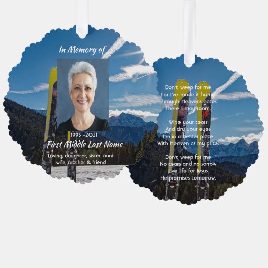 Christian Skiing Skier  Memorial Keepsake  Ornament Kaart (Voorkant / Achterkant)